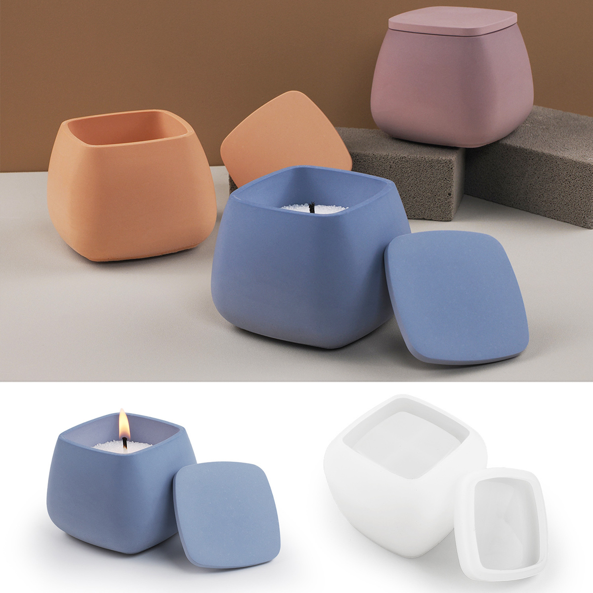 Candle Making Jars With Lids - Kwadratowy słoik na świecę Silikonowa forma