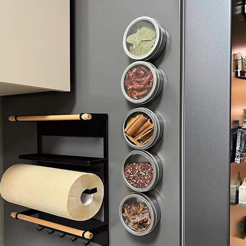 Tin Container Lid - Magnetyczne pojemniki na przyprawy z przezroczystymi